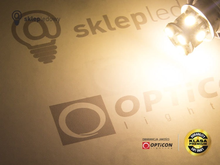 Żarówka Led R5W Ba15s 12V 24V DC 8x SMD5050 Biały Ciepły 3000K OPTICON PREMIUM
