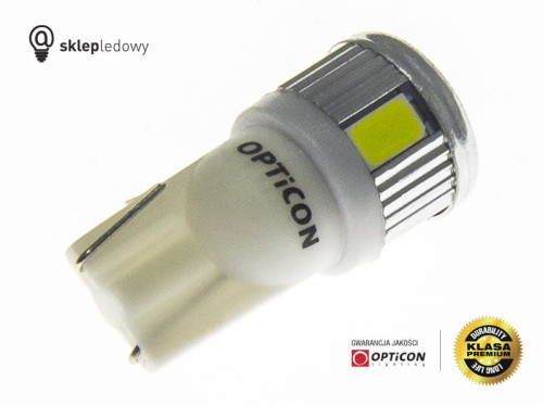 Żarówka Led W5W T10 6x SMD 5630 12V Biały Zimny 6000K OPTICON PREMIUM