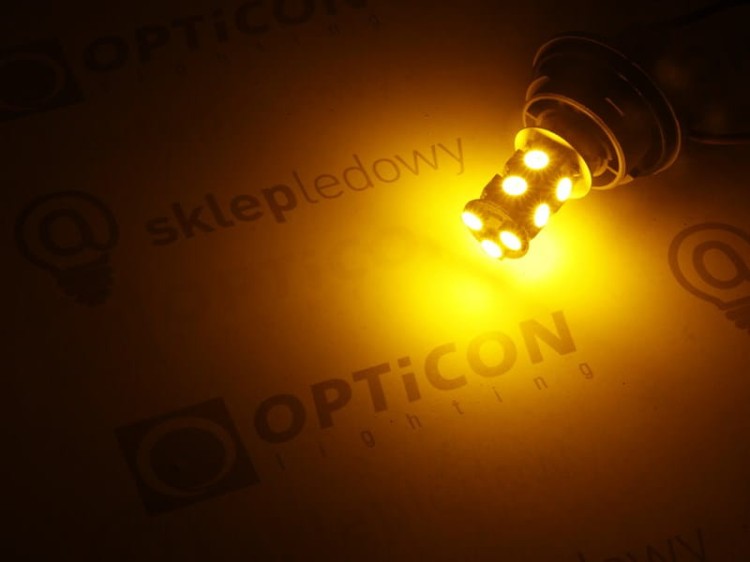 Żarówka Led Ry10W Ba15s 13x SMD5050 12V 24V DC Pomarańczowy OPTICON PREMIUM 