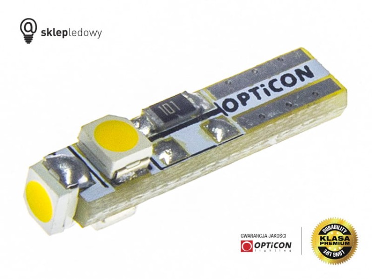 Żarówka Led W1,2W T5 3x SMD3528 12V Biały Zimny 6000K OPTICON