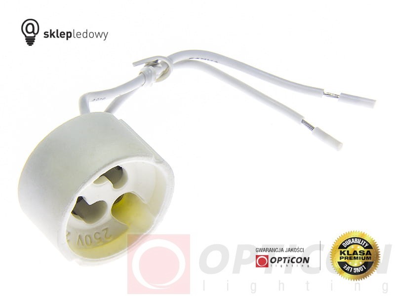 Oprawka GU10 z przewodem Ceramiczna 230V