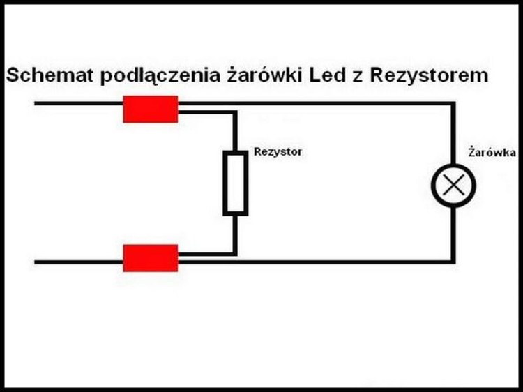 Schemat podłączenia rezystora do żarówki Led, Warning canceller error free