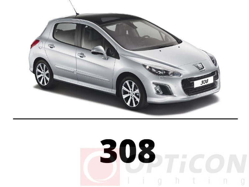 Peugeot 308 - Zestaw oświetlenie kabiny LED Standard 6000K - 5 żarówek