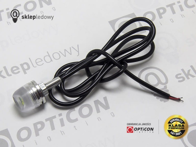 Moduł Oczko LED 1W 3x SMD 5630 12V DC Srebrny 18mm Biały Zimny z przewodem zasilającym