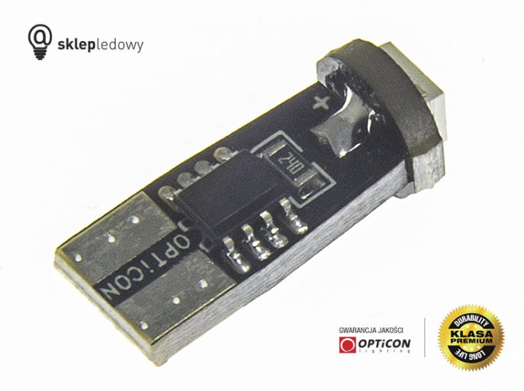 Żarówka Led W5W T10 SMD 5050 12V Biały Zimny 6000K CANBUS OPTICON 