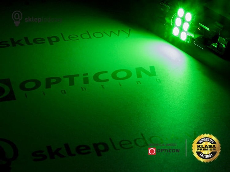 Żarówka Led 31mm 6x SMD 5050 C5W C10W 12V Zielony