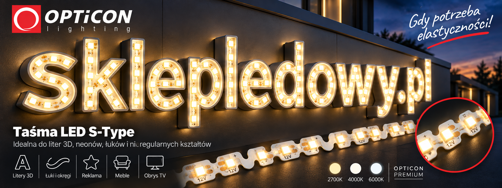 Taśma LED S-Type – Jak oświetlić łuki, narożniki, litery 3D i nieregularne kształty?