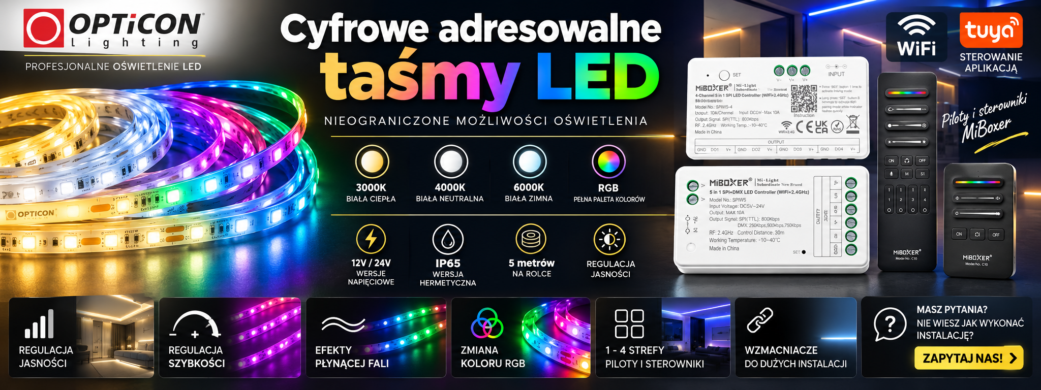 Cyfrowe Adresowalne Taśmy LED