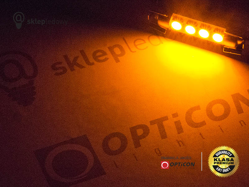 Żarówka 24V Led 42mm 4x SMD5050 C5W C10W Pomarańczowy Żarówka 24V Led 42mm 4x SMD5050 C5W C10W Pomarańczowy