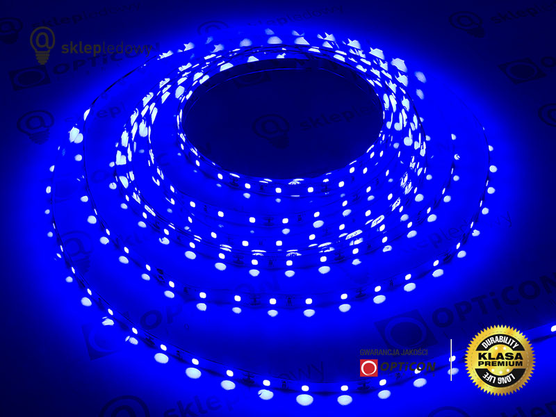 Taśma LED 12V 300 SMD 3528 8mm IP20 4,8W /m Niebeski OPTICON PREMIUM Taśma LED 12V 300 SMD 3528 8mm IP20 4,8W /m Niebeski OPTICON PREMIUM