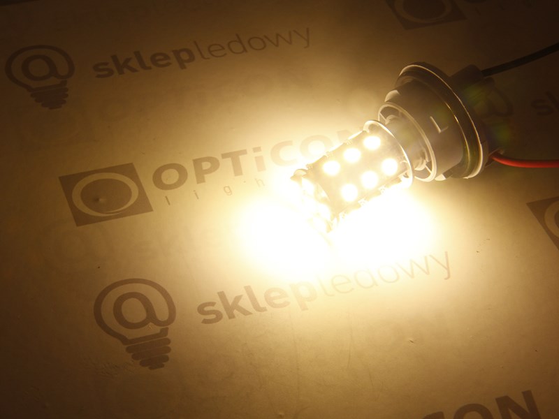  Żarówka Led P21W Ba15s 12V 24V DC 27x SMD5050 Biały Ciepły 3000K 