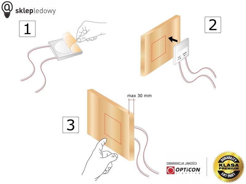 Włącznik Dotykowy LED 5A 12V / 24V DC - do Płyty meblowej