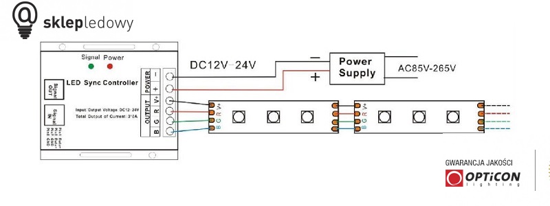 sterownik dla taśm led RGB wielokolorowych SMD 12V 24V
