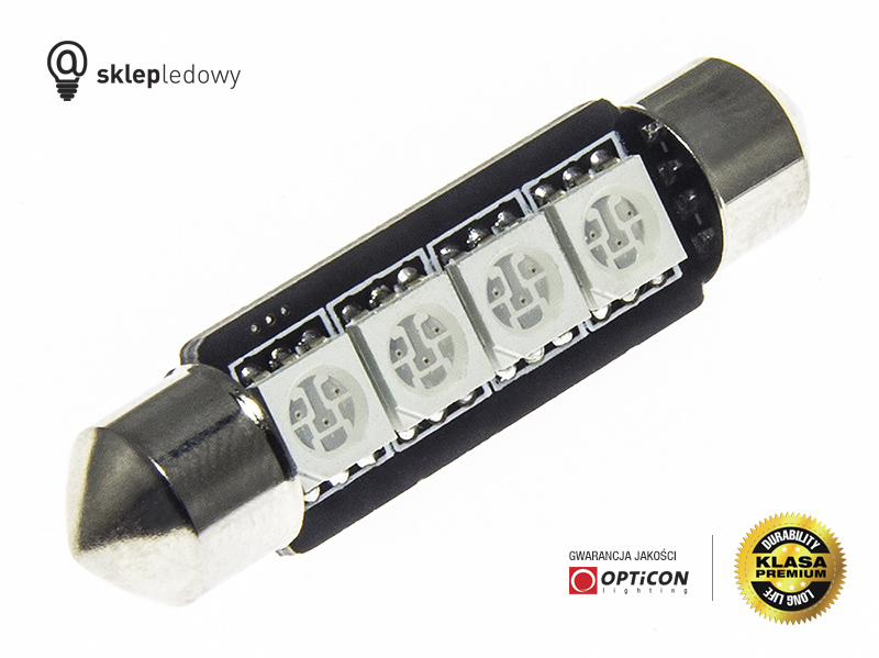 Żarówka 24V Led 42mm 4x SMD5050 C5W C10W Pomarańczowy 