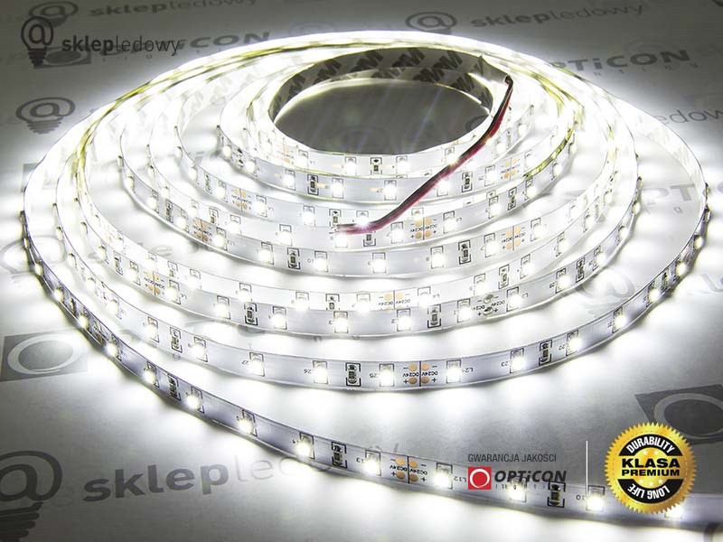 Taśma LED 24V 300 SMD 3528 8mm IP20 4,8W /m Biały Zimny 6000K OPTICON PREMIUM 