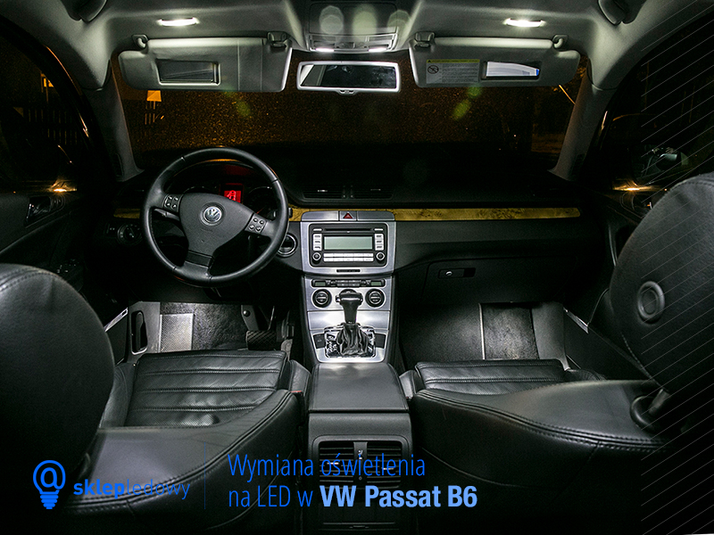 VW Passat B6 zestaw oświetlenia Led lusterko podświetlenie podsufitki oświetlenie wewnętrzne Led