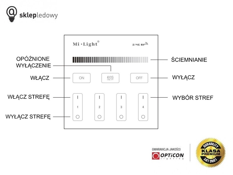 Pilot Mi-Light MONO / CCT Strefowy Radiowy 2,4G