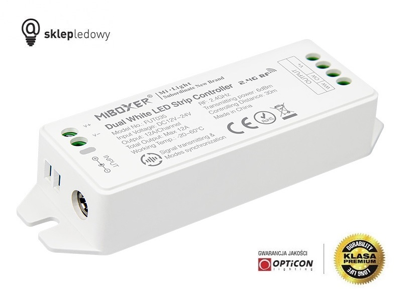 Sterownik Taśm LED MiLight CCT FUT035 12A 12V / 24V DC Radiowy 2,4G 