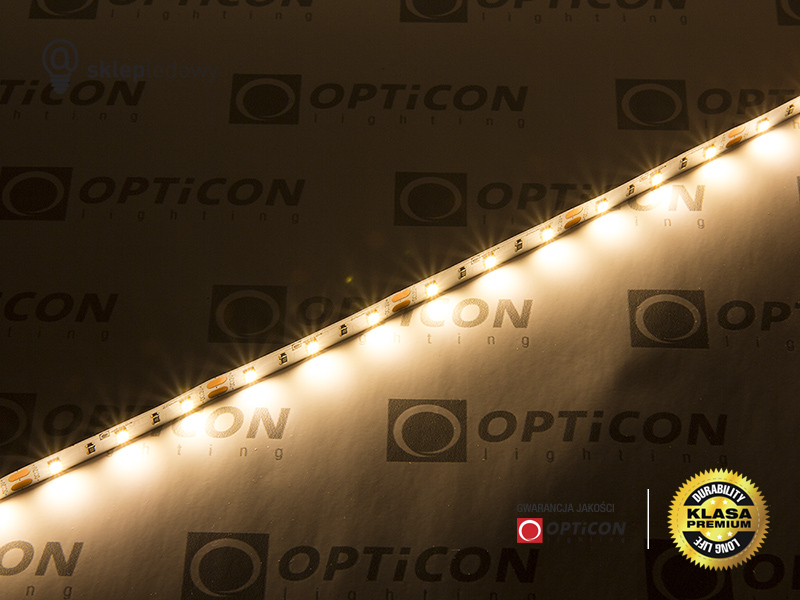 Taśma LED 12V 300 SMD 2835 10mm IP68 4,8W/m Biały Ciepły 2700K OPTICON PREMIUM