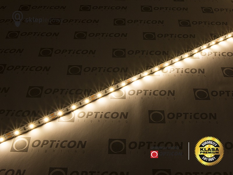 Taśma LED 12V 300 SMD 2835 8mm IP20 4,8W/m Biały Ciepły 2700K OPTICON PREMIUM