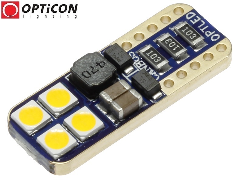Żarówka Led W5W T10 12V DC 8x SMD 3030 Biały Ciepły 3000K OPTICON PREMIUM