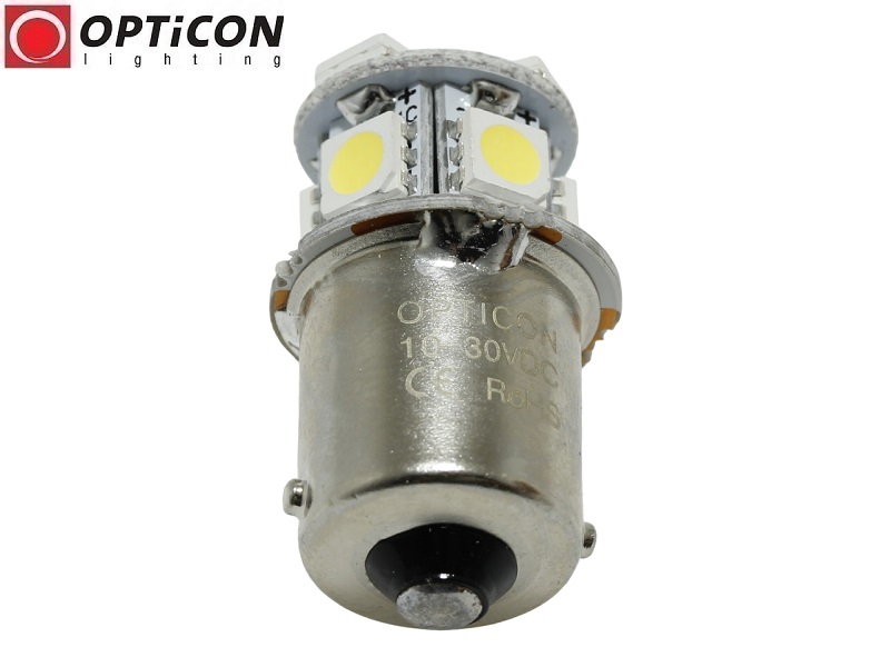 Żarówka Led R5W Ba15s 8x SMD5050 12V 24V DC Biały Zimny - Bez polaryzacji 