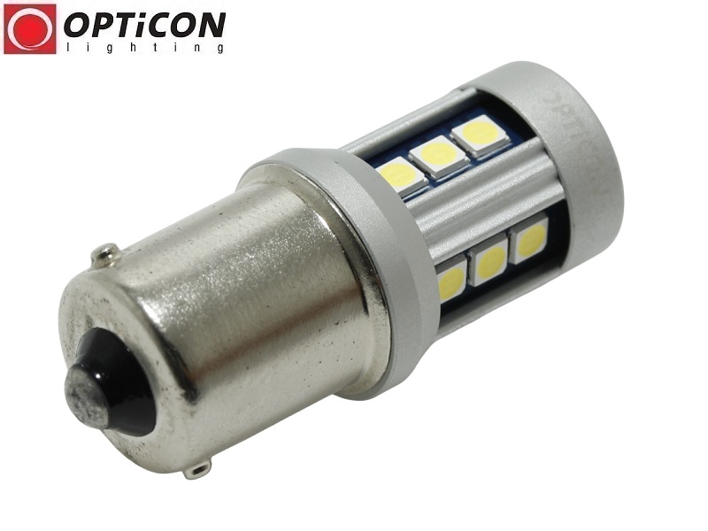 Żarówka Led P21W Ba15s 12V DC 15x SMD3030 Biały Zimny 6000K OPTICON PREMIUM