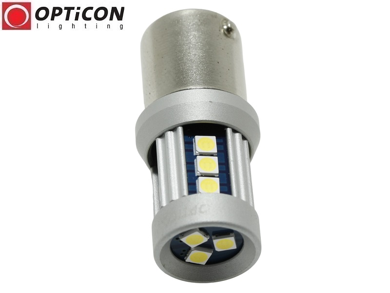 Żarówka Led P21W Ba15s 12V DC 15x SMD3030 Biały Zimny 6000K OPTICON PREMIUM