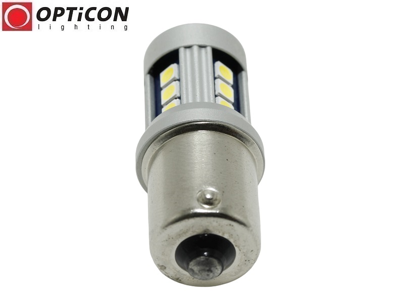 Żarówka Led P21W Ba15s 12V DC 15x SMD3030 Biały Zimny 6000K OPTICON PREMIUM