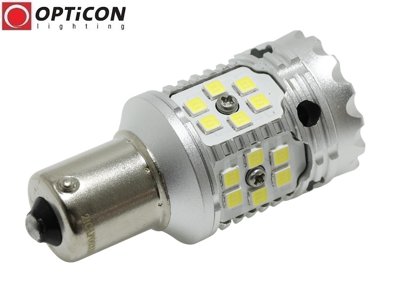Samochodowa Żarówka Led P21W Ba15s 30x SMD3030 12V Biały Zimny 6000K OPTICON PREMIUM