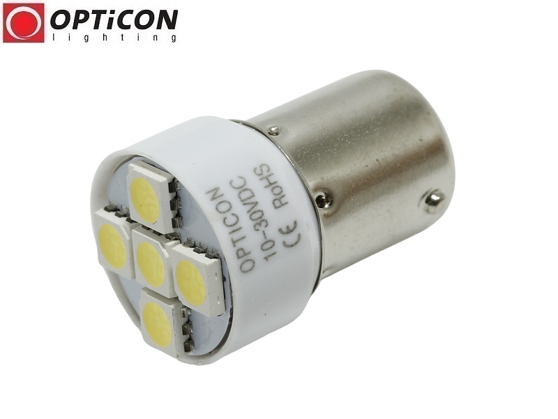 Żarówka Led R5W Ba15s 5x SMD5050 12V 24V DC Biały Zimny OPTICON PREMIUM