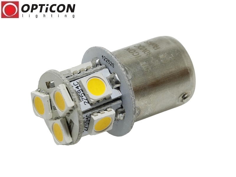 Żarówka Led R5W Ba15s 12V 24V DC 8x SMD5050 Biały Ciepły 3000K