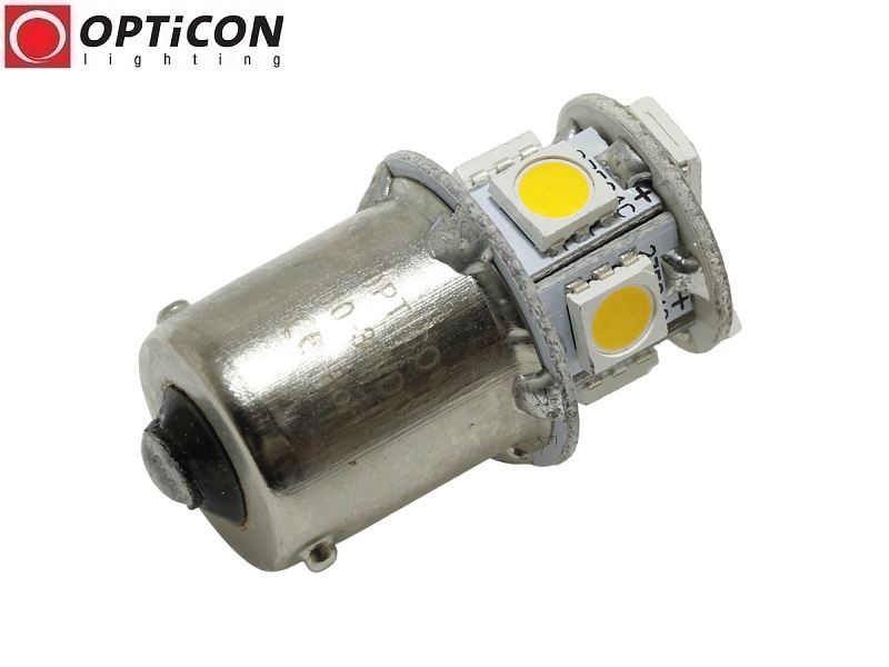 Żarówka Led R5W Ba15s 12V 24V DC 8x SMD5050 Biały Ciepły 3000K