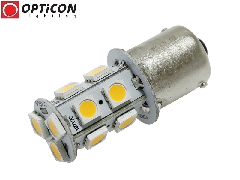 Żarówka Led R10W Ba15s 12V 24V DC 13x SMD5050 Biały Ciepły 3000K