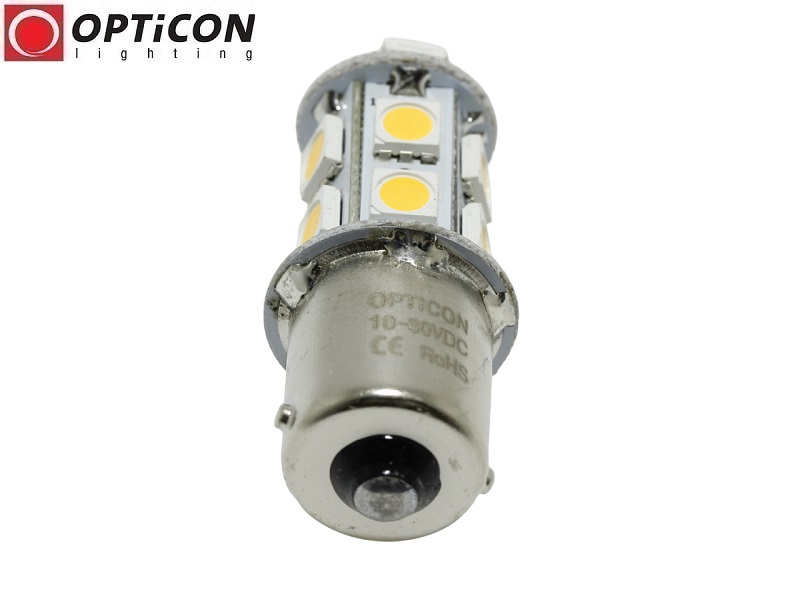 Żarówka Led R10W Ba15s 12V 24V DC 13x SMD5050 Biały Ciepły 3000K