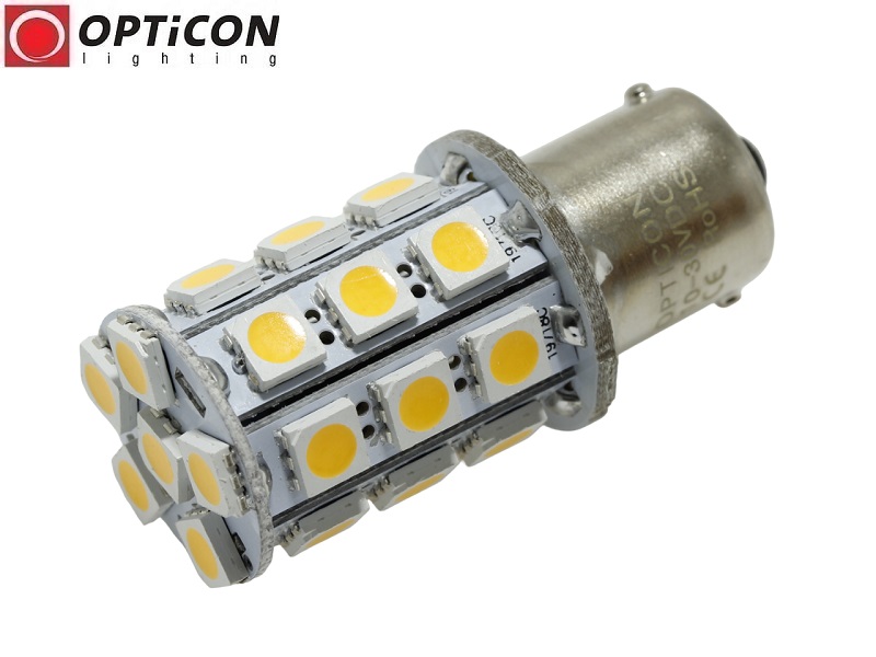  Żarówka Led P21W Ba15s 12V 24V DC 27x SMD5050 Biały Ciepły 3000K 