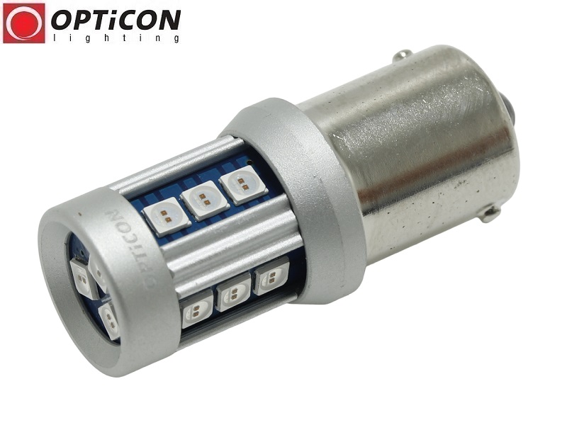 Żarówka Samochodowa Led P21W Ba15s 12V DC 15x SMD3030 Czerwony