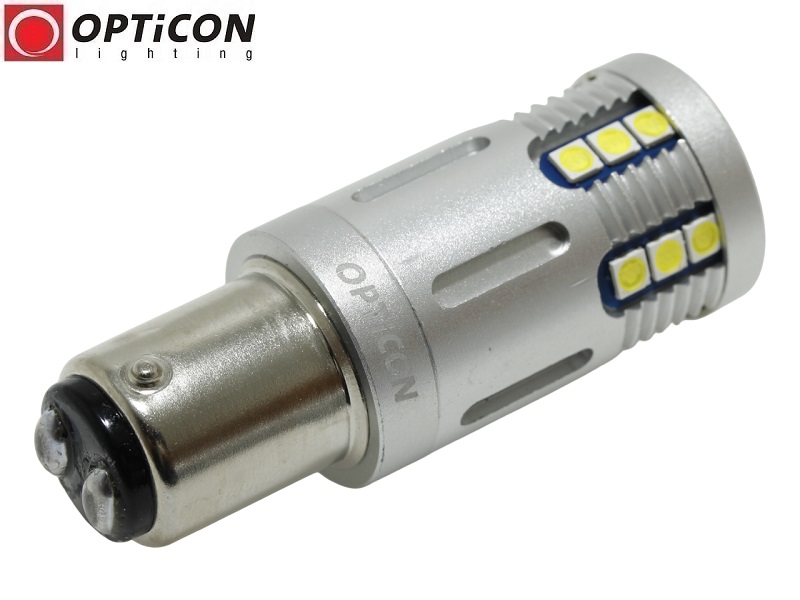 Samochodowa Żarówka Led P21/5W Bay15d 24x SMD3030 12V Biały Zimny 6000K OPTICON PREMIUM