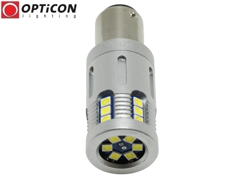 Samochodowa Żarówka Led P21/5W Bay15d 24x SMD3030 12V Biały Zimny 6000K OPTICON PREMIUM