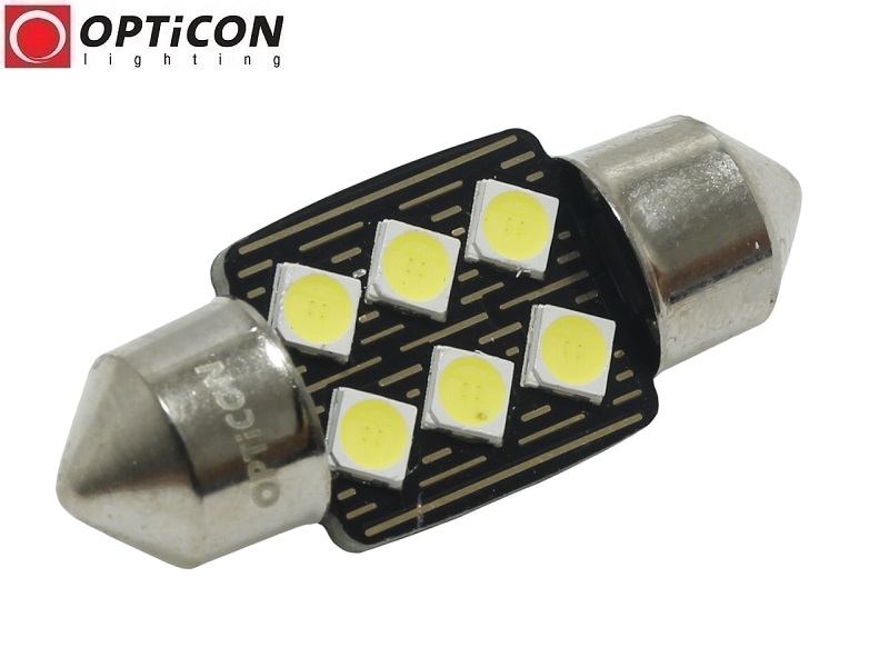 Żarówka Led C5W 31mm 12V DC 6x SMD 3030 Biały Zimny CANBUS 6000K OPTICON Żarówka Led C5W 31mm 12V DC 6x SMD 3030 Biały Zimny CANBUS 6000K OPTICON