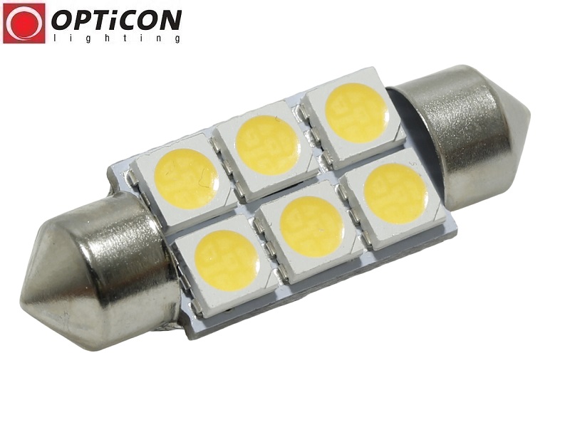 Żarówka Samochodowa Led C5W 36mm 12V 24V DC 6x SMD 5050 Biały Neutralny 4500K OPTICON Żarówka Samochodowa Led C5W 36mm 12V 24V DC 6x SMD 5050 Biały Neutralny 4500K OPTICON