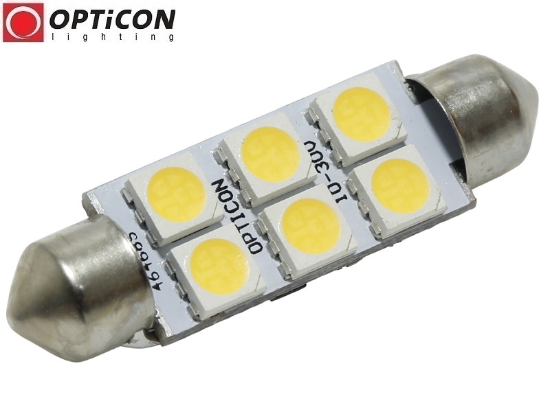 Żarówka Samochodowa Led C10W 42mm 12V 24V DC 6x SMD 5050 Biały Neutralny 4500K OPTICON Żarówka Samochodowa Led C10W 42mm 12V 24V DC 6x SMD 5050 Biały Neutralny 4500K OPTICON