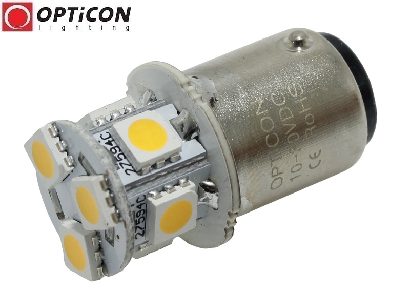 Żarówka Led Ba15d 1W 8x SMD 5050 10-30V DC Biały Ciepły 12V 24V OPTICON