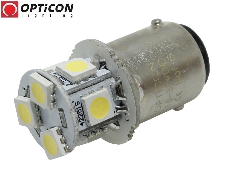 Żarówka Led Ba15d 1W 8x SMD 5050 10-30V DC Biały Zimny 12V 24V OPTICON Żarówka Led Ba15d 1W 8x SMD 5050 10-30V DC Biały Zimny 12V 24V OPTICON