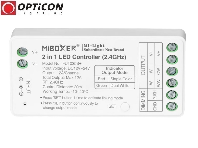 Sterownik Mi-Light 2in1 FUT035S+ 12A 12V / 24V DC 2,4G