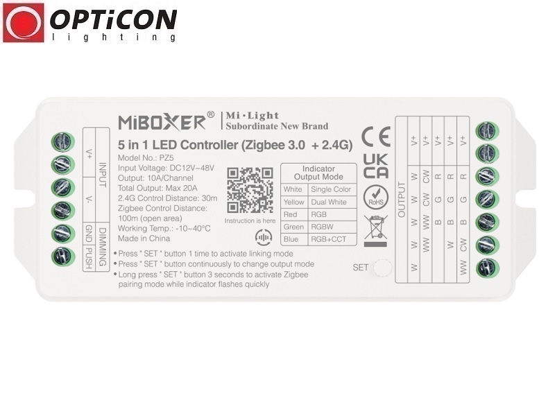 Sterownik Taśm LED MiLight 5in1 PW5 20A 12V / 24V DC RF 2,4G + Zigbee 3.0 