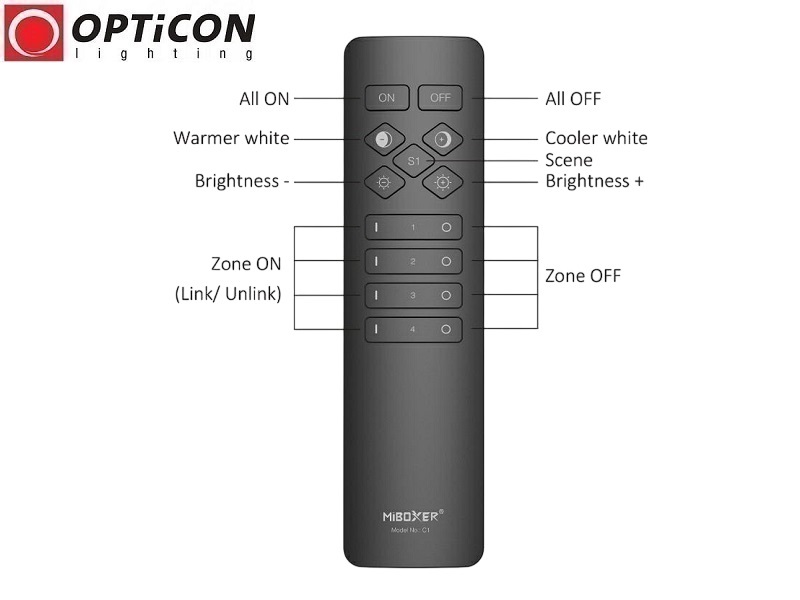 Pilot Milight / Miboxer C1 2in1 MONO / CCT 4x Strefowy Radiowy 2,4G Pilot Milight / Miboxer C1 2in1 MONO / CCT 4x Strefowy Radiowy 2,4G