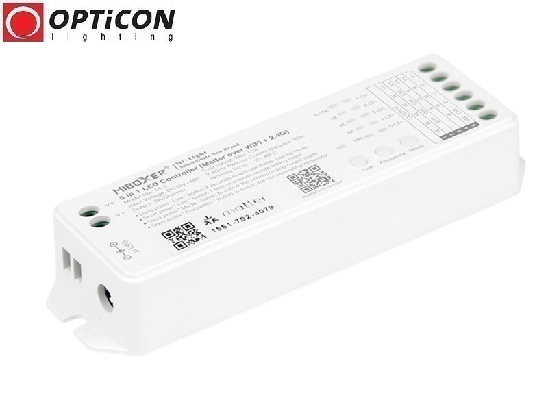 Sterownik Taśm LED Miboxer 5in1 ML5 15A 12V / 24V / 48V DC 2,4G Matter Over Wi-Fi Sterownik Taśm LED Miboxer 5in1 ML5 15A 12V / 24V / 48V DC 2,4G Matter Over Wi-Fi