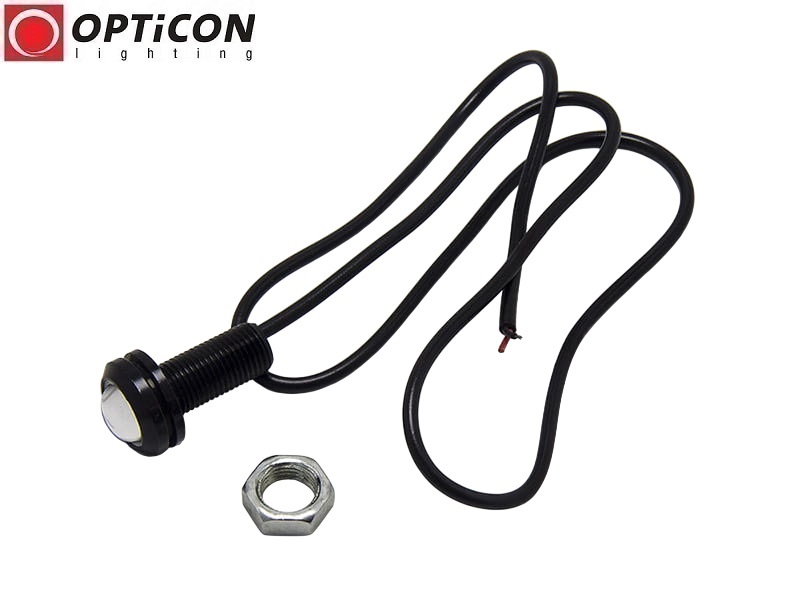 Lampka punktowa LED OPTICON 1W 12V DC – niebieska, czarna Lampka punktowa LED OPTICON 1W 12V DC niebieska w czarnej obudowie, montaż w otworze 10 mm