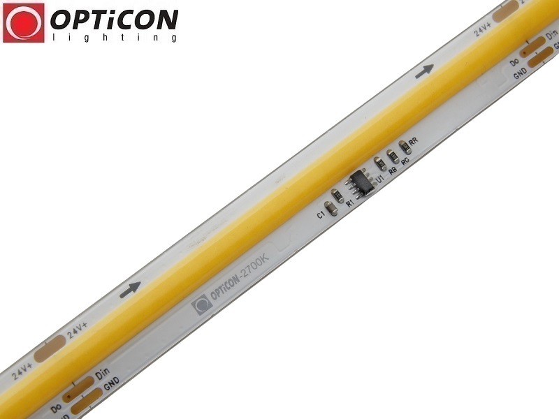 Taśma LED 24V COB 1800 SMD 10mm IP20 12W/m Biały Ciepły 2700K Cyfrowa Digital SPI WS2811 Taśma LED 24V COB 1800 SMD 10mm IP20 12W/m Biały Ciepły 2700K Cyfrowa Digital SPI WS2811